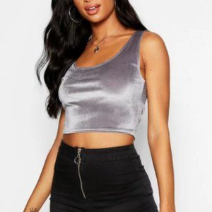 Scoop neck crop top in velvet